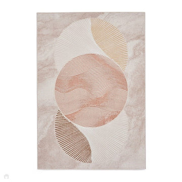 Creation 50097 Modern Abstract Venn Distressed Metallic Shimmer Soft Textured Low Profile Short-Pile Bronze/Beige/Brown Rug-Think Rugs-Rug Love - The Most Loved Rug Store